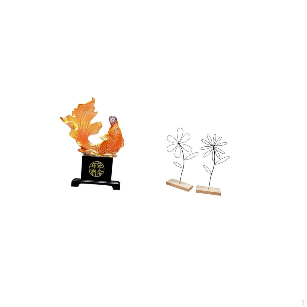 Modern Carp And Iron Resin Ornament Minimalist Chinese Animal Floral Sculpture for Desk Bedroom