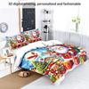 3pcs Cartoon Santa Claus Printed Chipless Bedding Set Bedroom Dormitory Soft Duvet Cover Multiple Sizes Machine Washable