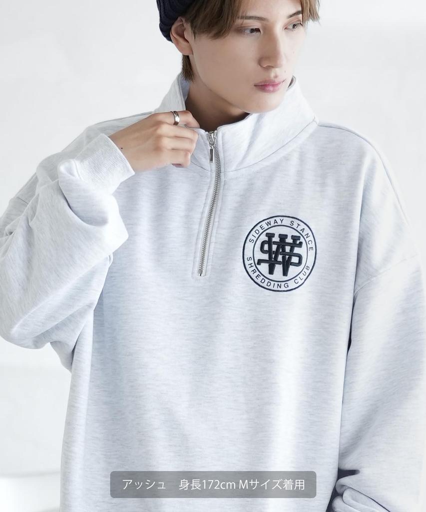[IMPROVES] [SIDEWAYSTANCE] Thick Embroidered Circle Logo Fleece Half-Zip Sweatshirt
