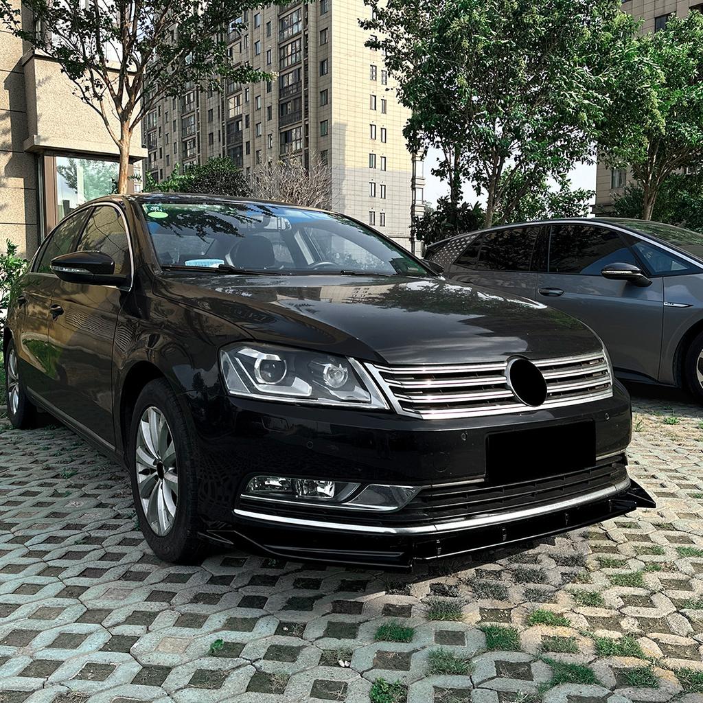 ABS Car Front Bumper Lip Spoiler For VW Passat B7 2011-2015 Standard Version Glossy Black Diffuser Splitter Body Kit