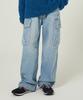WAIKEI Parachute Cargo Washed Denim Pants Light Blue