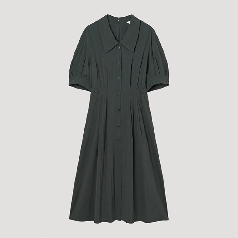 

[Она S miSS] Стандартный воротник Сборки Длинное платье Swwopp22170 Dg dark gray/55