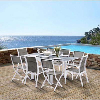 Garden Furniture Set Modulo T 4 / 8 + F 4 + C 4 White Glass Decoration Wilsa Garden
