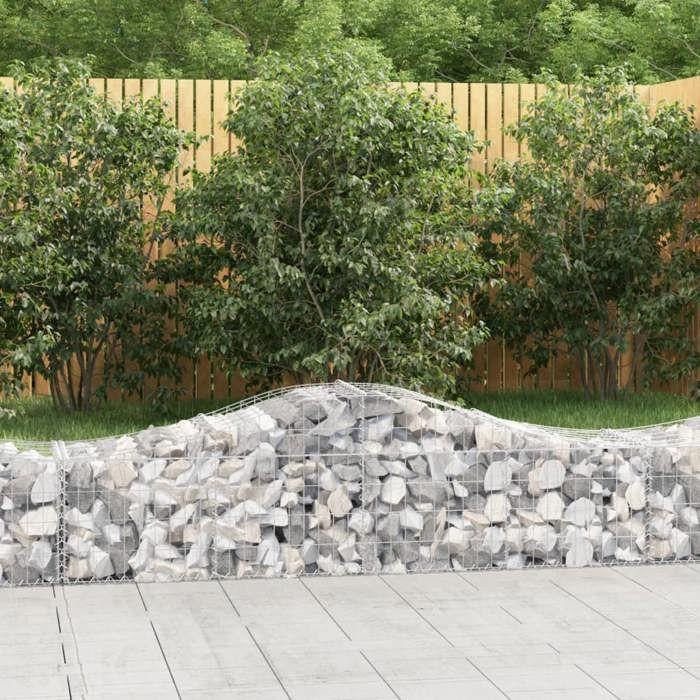VidaXL 4x Paniers à Gabions Arqués Cages à Gabions Arquées Murs de Gabion Barrières de Jardin Terrasse Extérieur 3145579