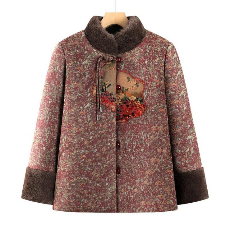 

Winter padded jacket femininity top padded jacket old lady velvet thickened jacket 1XL [recommended 80-50kg]