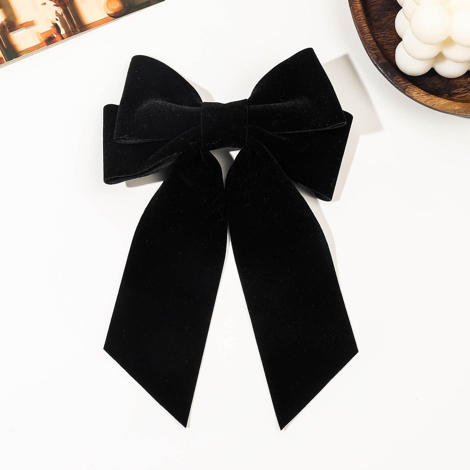 

Бархатная черная красная заколка для волос с бантом из жемчуга и цветка, весенняя заколка для конского хвоста, элегантные заколки в корейском стиле для женщин и девочек, головной убор для укладки волос