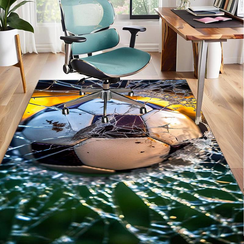 Flaming Soccer Ball Office Rug Chair Mat, Entryway Carpet, Suitable for Front Door, Bedroom, Living Room, Desk, Holiday Gift