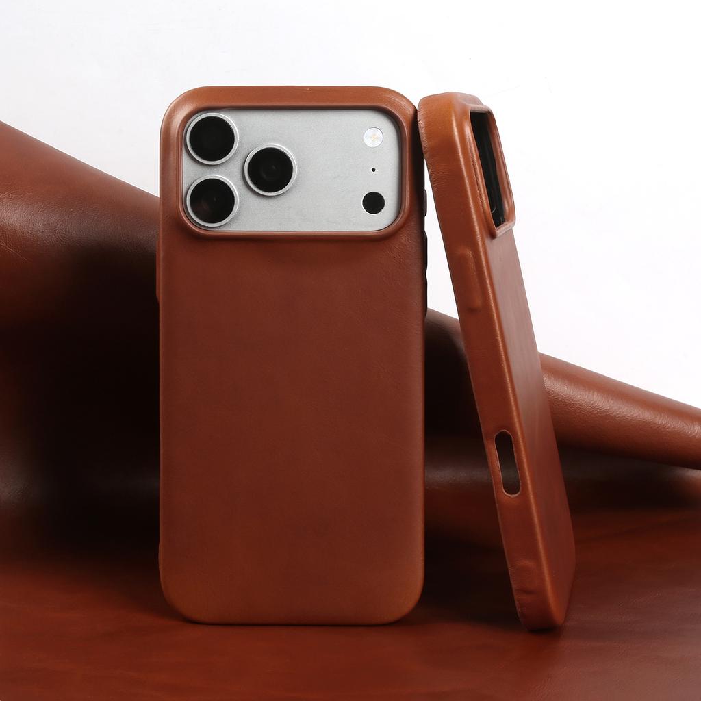 Premium Real Leather Back Case For Iphone 17Pro 16pro Max 15 14 13 12 11 Business Full Covered Protective Cover Phone Cases