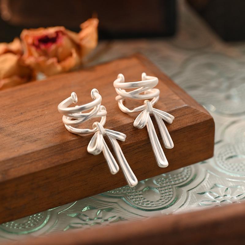 

Matte Metallic Ballet Bow Ear Cuff for Women - No Piercing Required