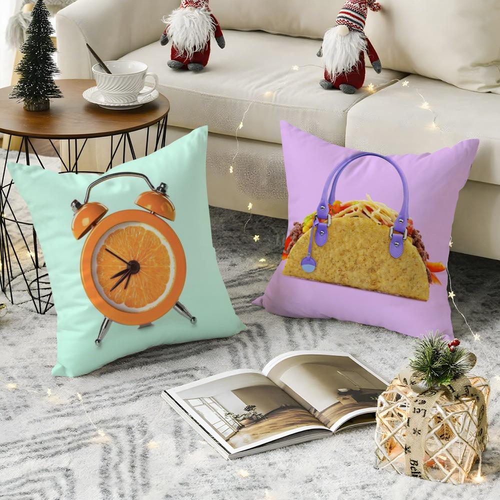 Creative Food Fruit Print Pillow Case Pattern Printed Pillowcase for Living Room Sofa Cushion Cover & Bedroom Decor