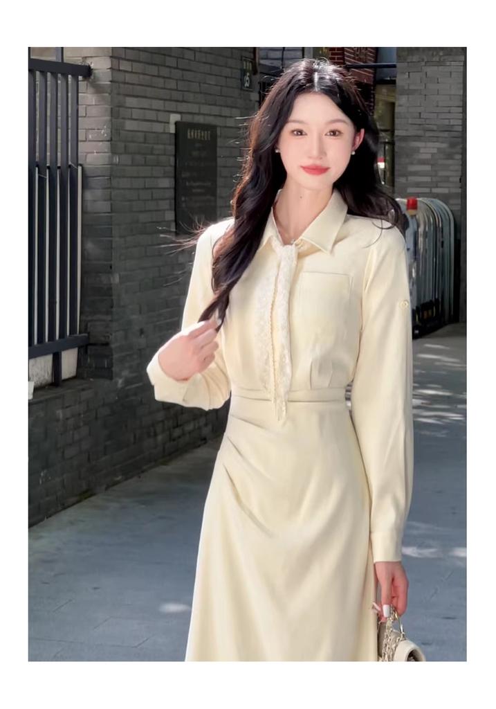 2026 New Style Korean Style Spring and Summer Outfit, Stunning and Versatile, High-End Long-Sleeved Shirt Dress for Women