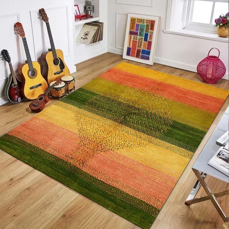 Vintage Abstract Landscape Rug Soft Non-Slip Washable Area Carpet  Boho Nature Themed Floor Mat for Entryway Living Room Bedroom