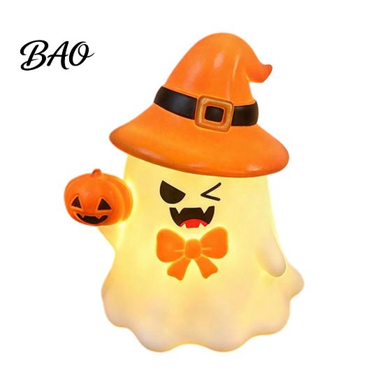 Battery Operated Nursery Light Cute Halloween Ghost/Pumpkin LED Night for Desktop Decoration, Safe Flameless Candle with Warm Glow Home Party