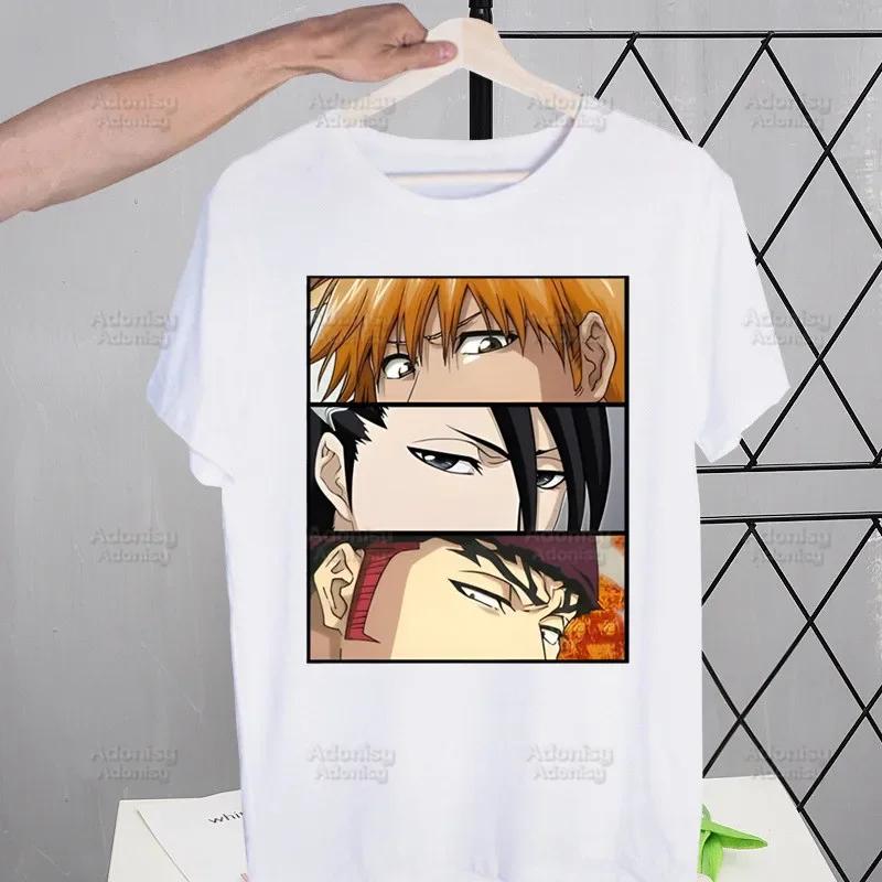 Bleach Anime Kurosaki Ichigo Japanese T Shirt Men Retro Washed Tops Tees Harajuku Tshirt Streetwear Hip Hop Male T-shirts