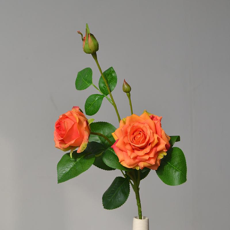 52CM3 Head Curled Rose Artificial Flower Home Floral Wedding Decoration Bouquet Feeling Moisturizing Horned Rose Flower