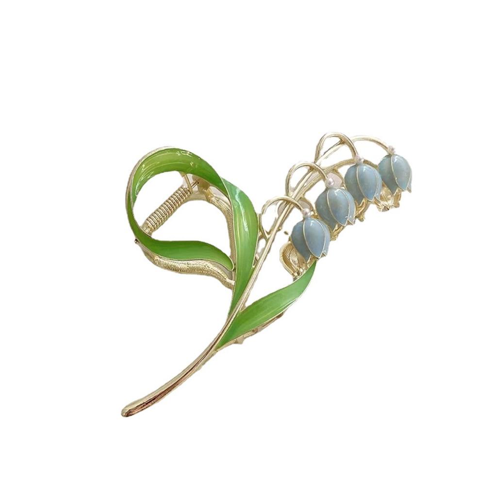 Elegant Tulip Hair Claws Headwear For Women Girls Trendy Ponytail Claw Clip Ornament Bell Orchid Hair Accessories Heawear Tiara