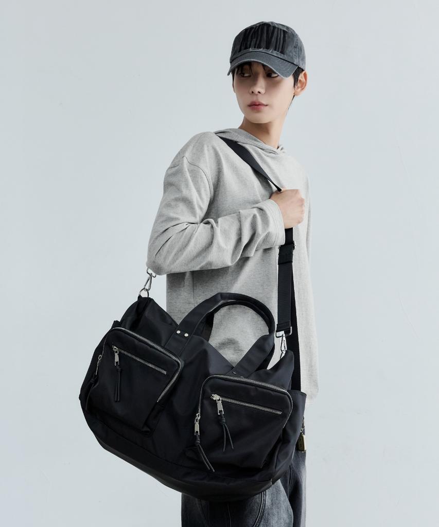 Maison Mined Two Pocket Boston Bag Black