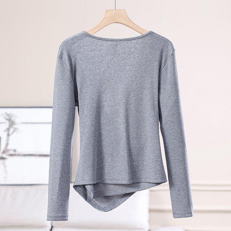 2025 Women's V-neck Long-sleeve Slim-fit T-shirt - Stylish Spring/Autumn Design