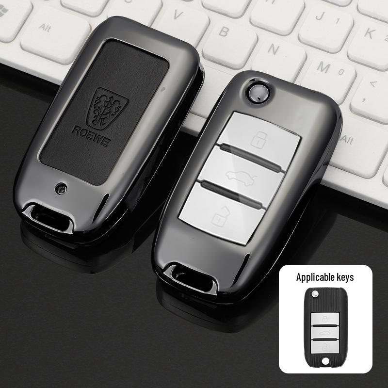 Roewe Car Key Case for 350, 350c, W5, 360, 750 Models - Folding Protective Shell with Buckle for Men and Women