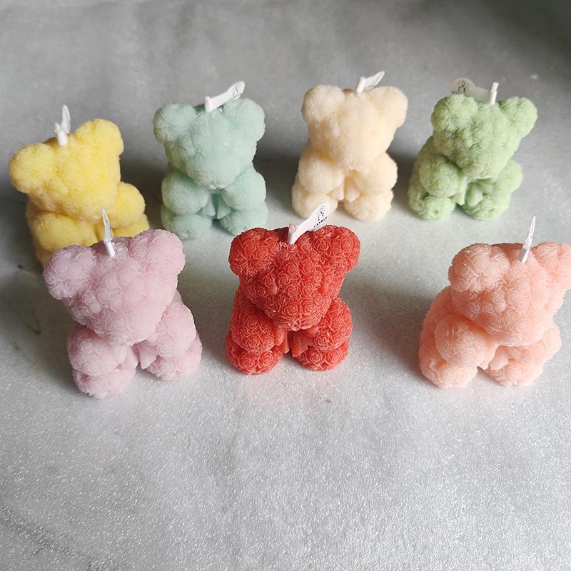 Rose Bear Aromatherapy Candle Silicone Mold Valentine's Day Wedding Party Atmosphere Home Decoration Mold Creative Styling Mold