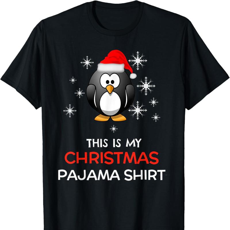 

This Is My Christmas Cute Pajama Penguin Santa Novelty Gift T-Shirt All-match High Quality CottonUnisex Graphic Tshirts Crewn... S разноцветный