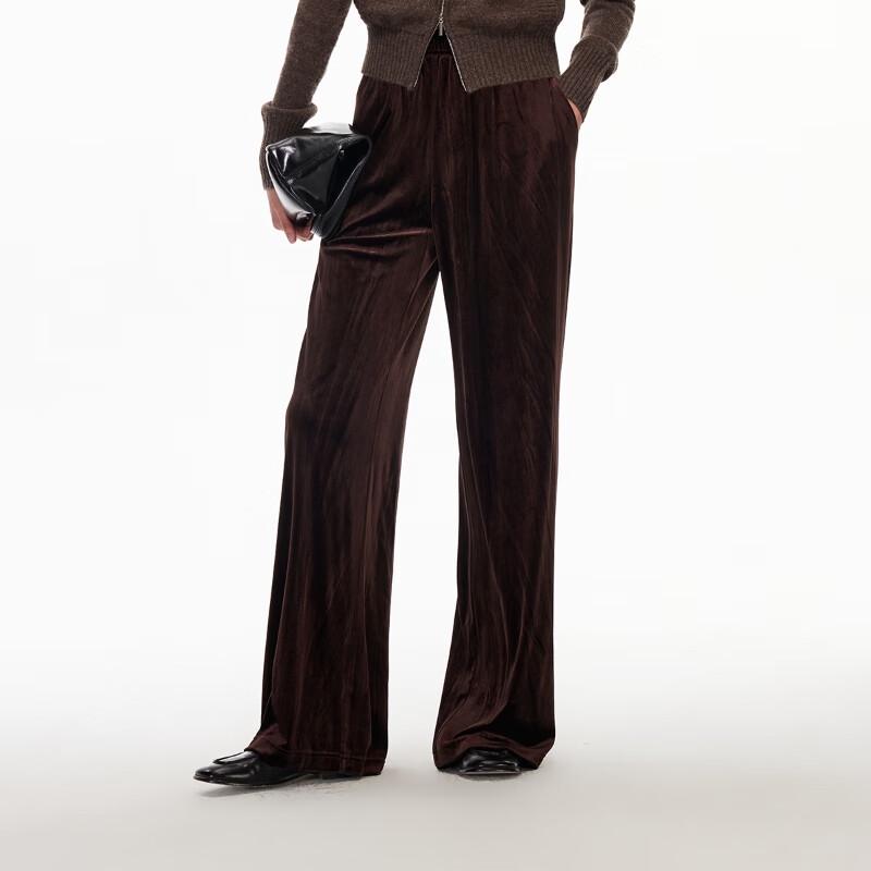 VEROMODA 2025 Winter Velvet High-Waist Straight-Leg Casual Pants