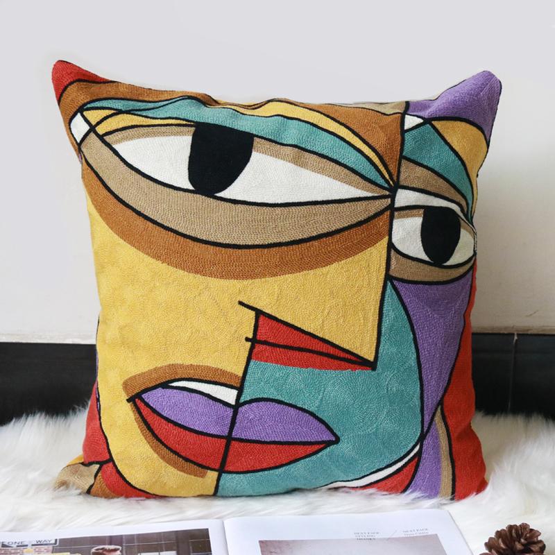 Picasso Embroidered Decorative Throw Pillowcases Abstract Creative Decoration for Home Sofa Pillow Cover