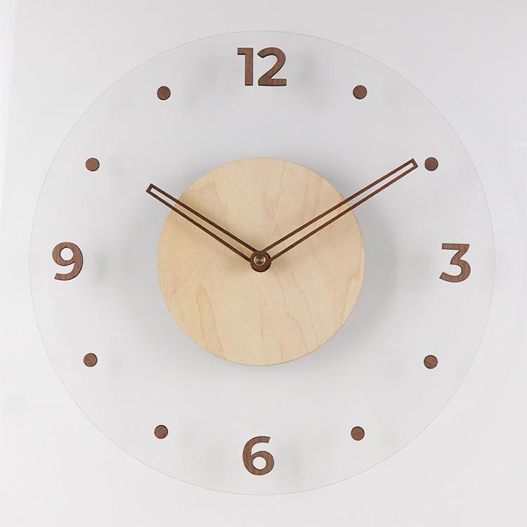 Solid Wood Wall Clock, Simple and Transparent, Creative Clock, Wall Clock for Living Room, Home Decoration Clock for Wall Use