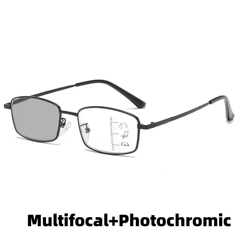 2026 New Business HD Photochromic Men's Reading Glasses Ultra Light Neutral Progressive Multifocus Anti Blue Light Glasses