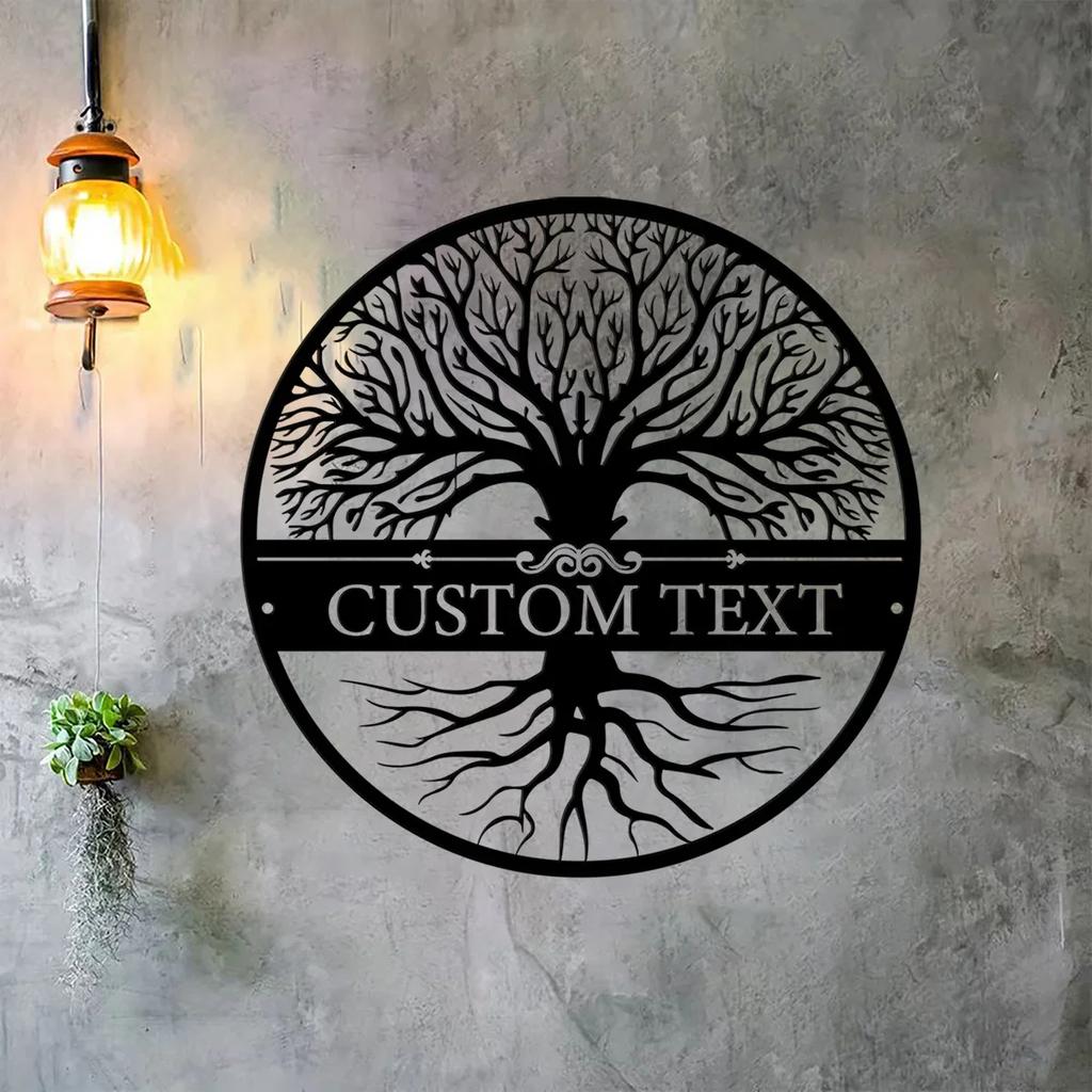 Metal Wall Art Tree of Life Family Name Sign Home Decor Wall Hangings