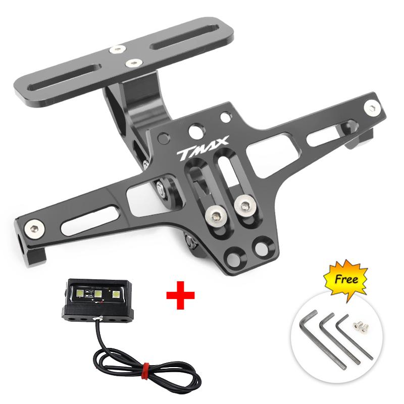 For YAMAHA T-Max 500 TMAX 500 TMax 530 Motorcycle Adjustable Rear Tail Tidy License Plate Holder Bracket LED Light