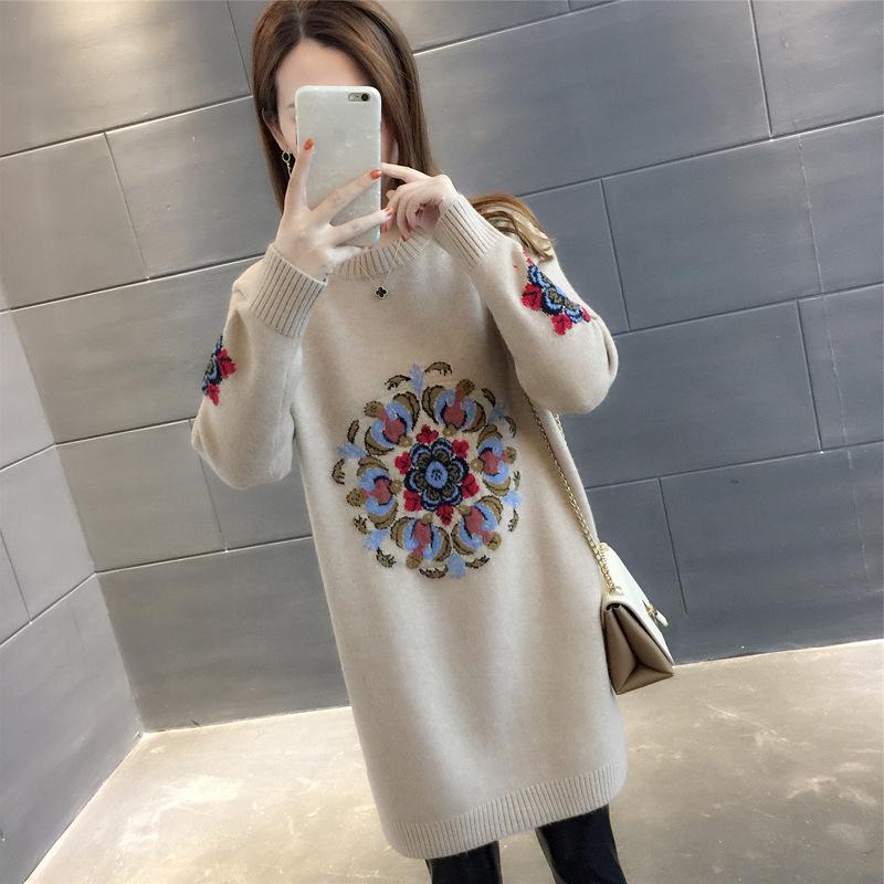 Women's 2024 Autumn/Winter Loose Knit Sweater - Thick, Trendy, Medium-Long Design