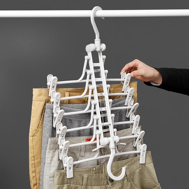 Telescopic Multifunctional Pants Rack & Clothes Dryer - Magic Space-Saving Wardrobe Hanger with Clips