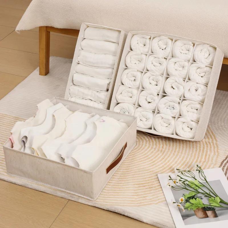 1 Stück Stoff Schubladen-Organizer für Unterwäsche, Socken, BHs - Schrank-Aufbewahrungsbox mit Trennwänden, faltbarer Kleiderschrank-Regal-Organizer Se