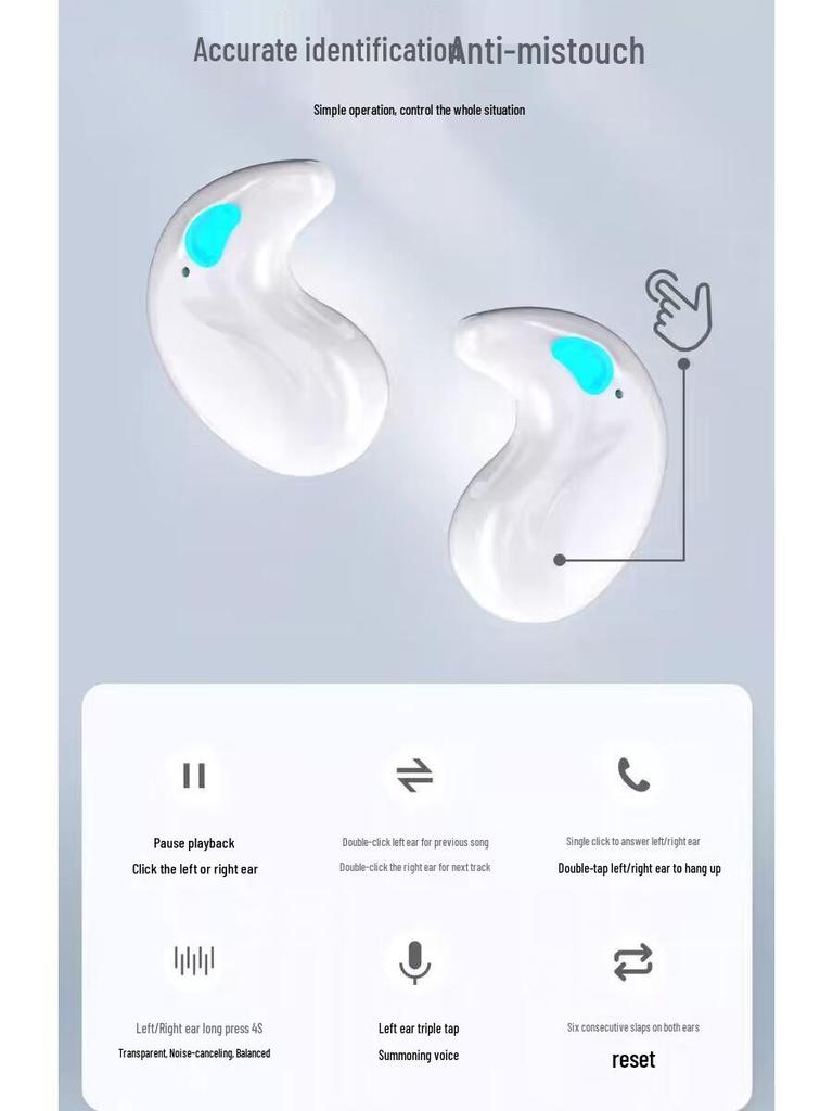 Q12 Wireless Bluetooth Sleep Earbuds – Dual-Ear, Semi-In-Ear, Isolating, Two-in-One Design (Two Pairs)