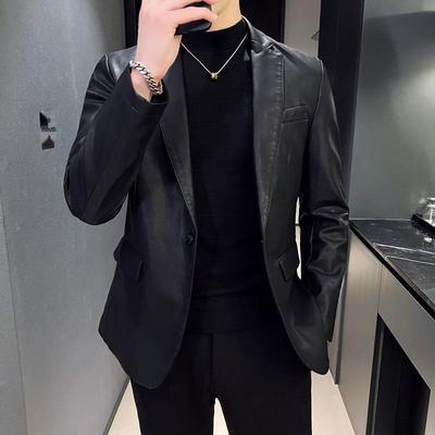 Men's Slim Fit Korean Style Leather Jacket - Autumn/Winter 2023 Collection
