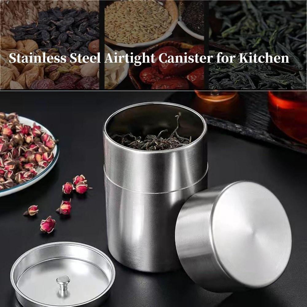 Stainless Steel Stainless Steel Tea Canister Airtight Seal Food Sealed Containers  Sugar