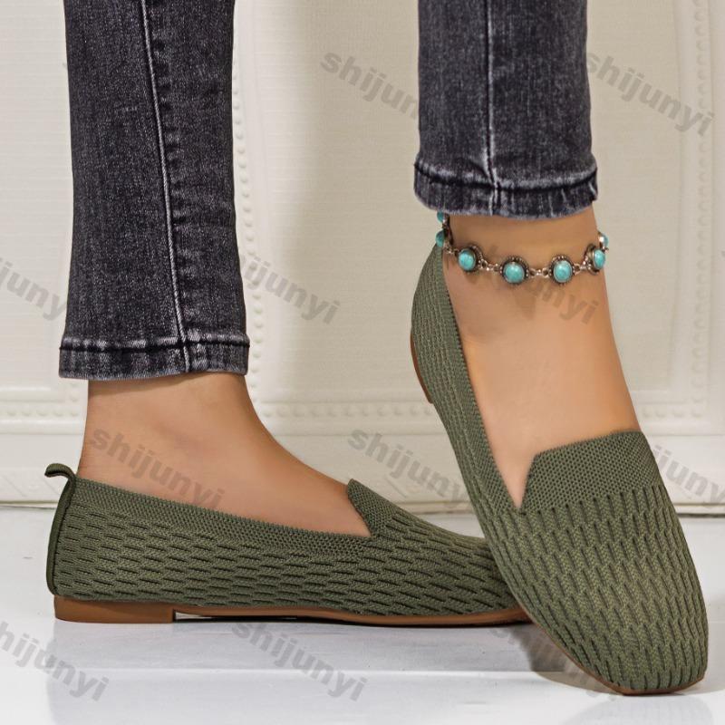 Fashion Large Size Women Shoes Autumn Square Toe Fashion Breathable Casual Shoes Lightweight Comfortable Vintage Outdoor Non Slip Flats