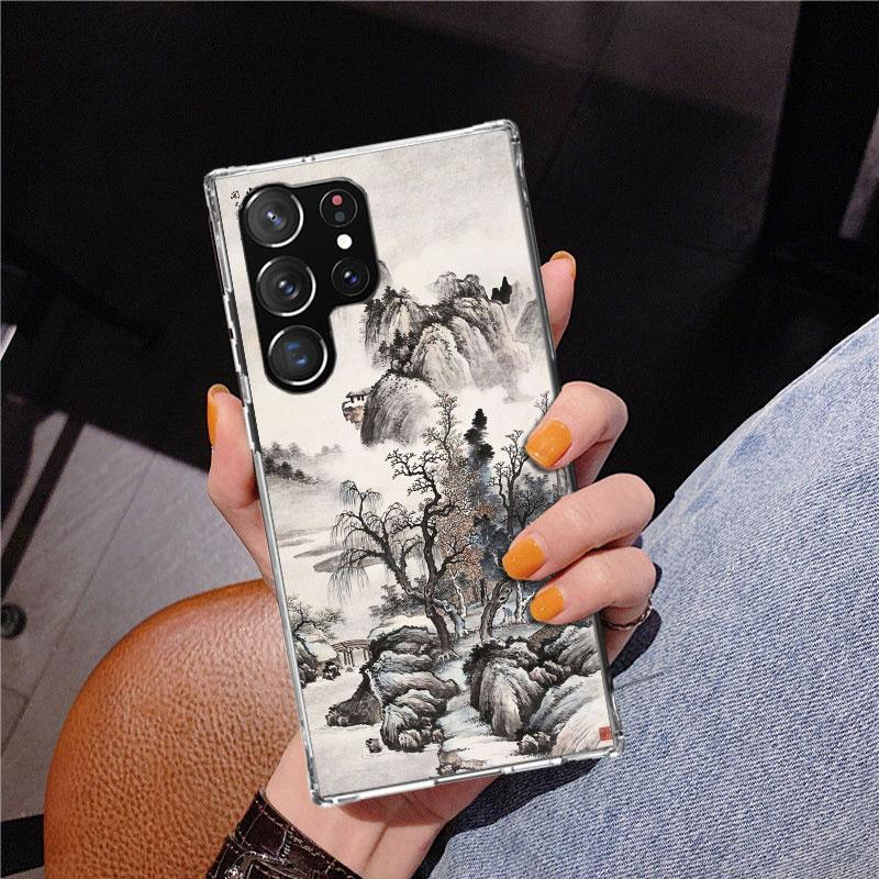 Chinese Style ink Painting Art Phnoe Case for Samsung Galaxy S26 S25 Edge S23 S24 Ultra S22 Plus S21 S20 FE Unique Cover Soft Co
