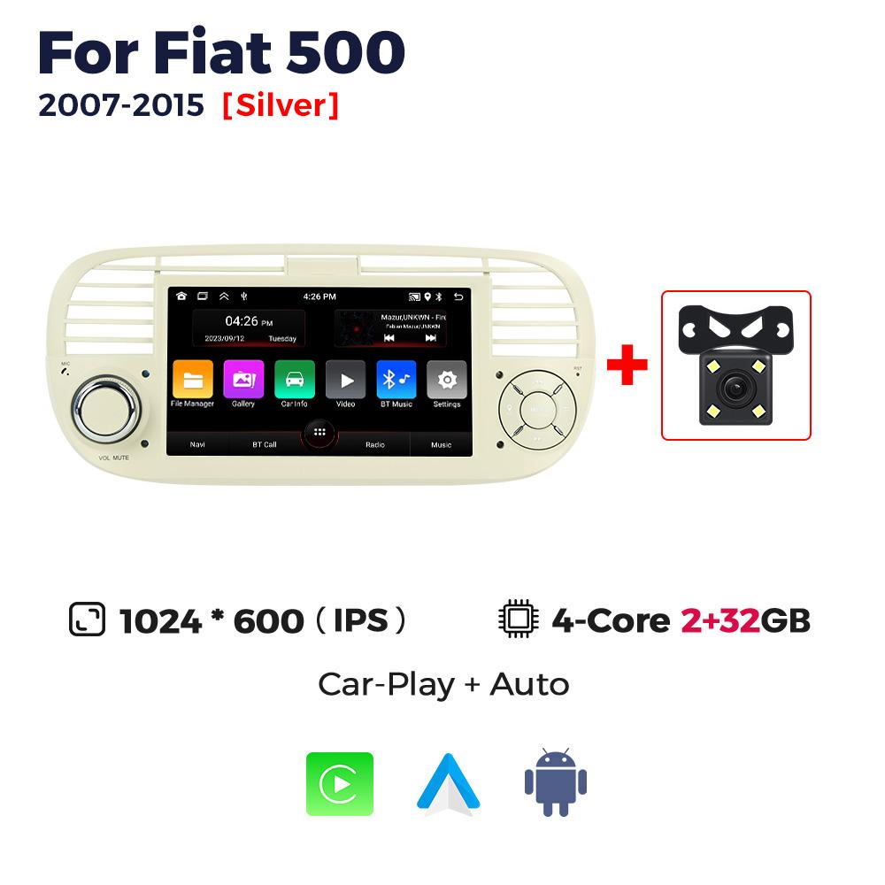 Radio auto NaviFly IPS Android Auto Carplay pentru FIAT 500 Abarth 2007-2015 Player Multimedia Sisteme inteligente de navigare GPS BT