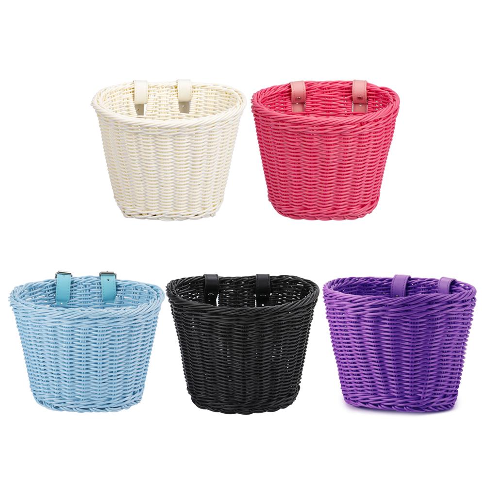 Front Handlebar Bicycle Basket Adjustable Traditional Bicycle Basket Vintage Hand Woven Bike Basket Gift for Colleagues Friends bianco