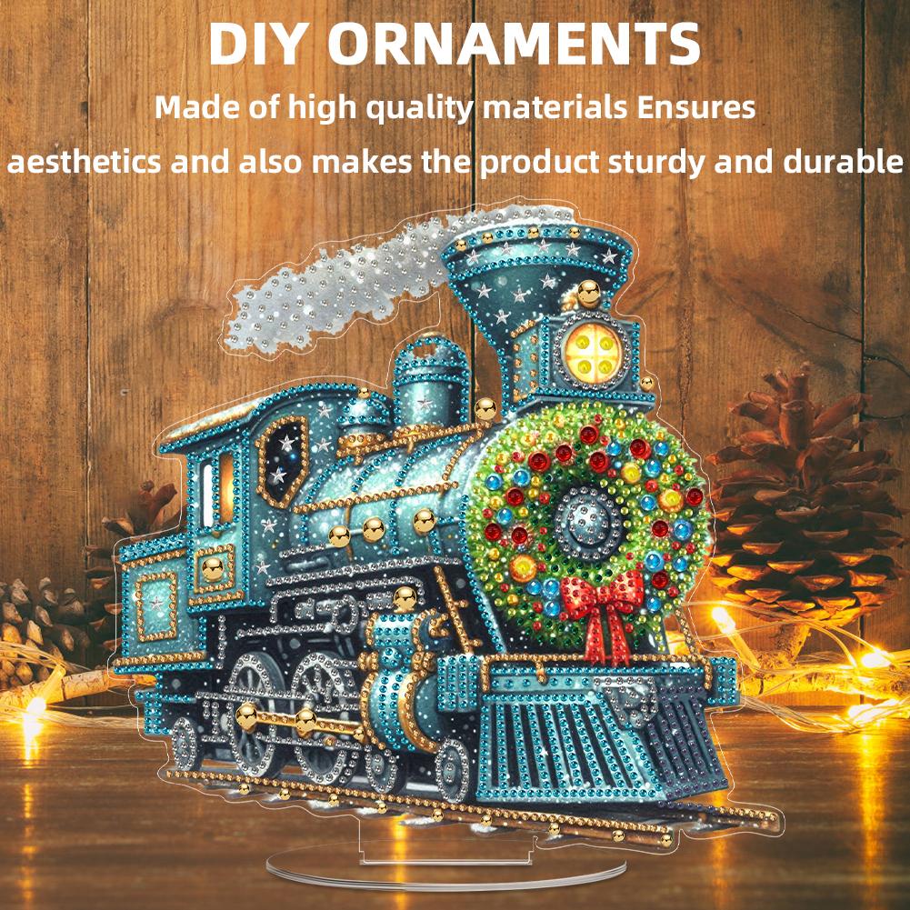 2D Flat Print Xmas DIY Diamond Painting Tabletop Ornaments Kit 5D DIY Diamond Art Tabletop Decorations Bedroom Table Decoration