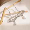 Retro Chinese Teardrop Pearl & Tassel Earrings with Auspicious Cloud Design