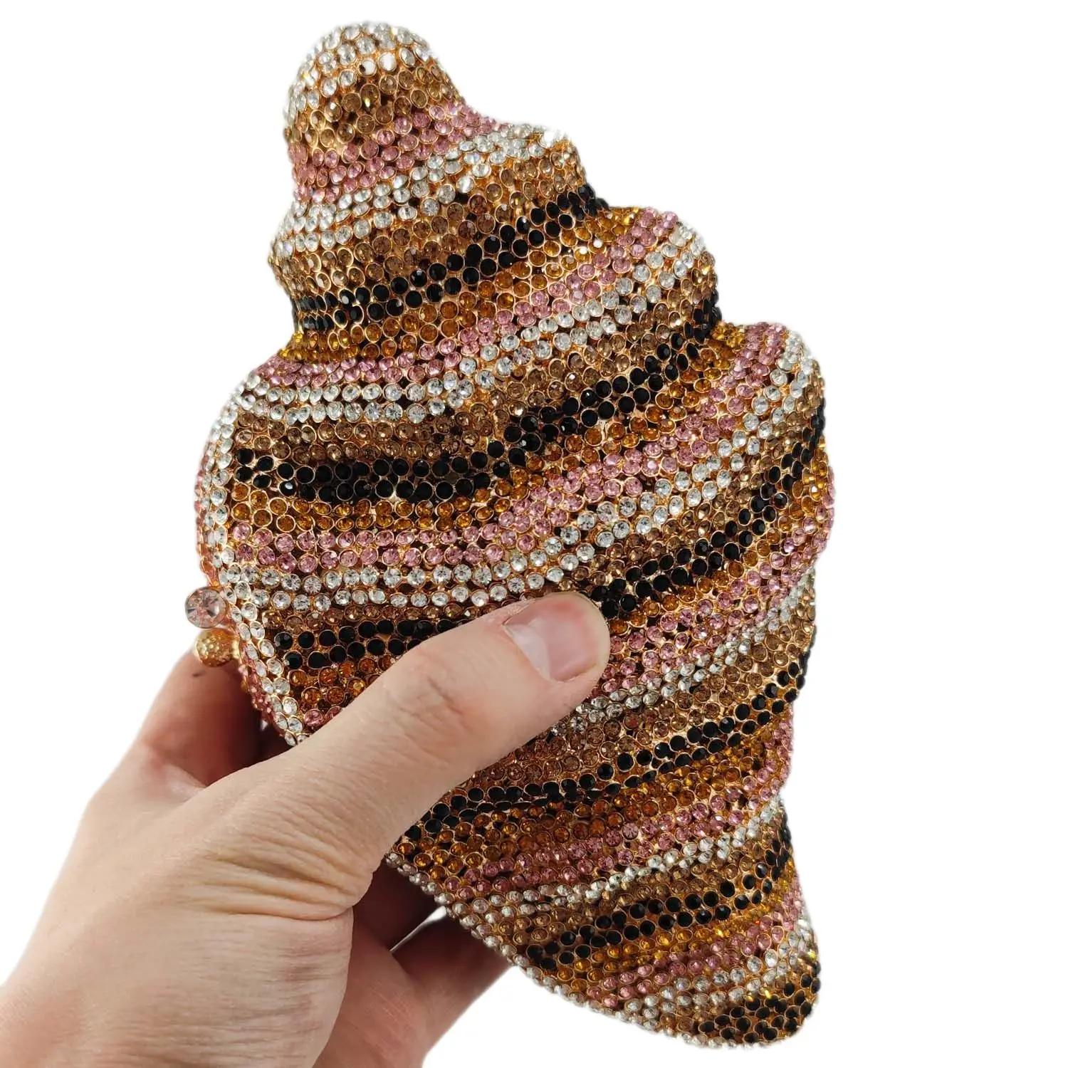 

Boutique De FGG Conch Seashell Women Crystal Clutch Purses and Handbags Party Cocktail Rhinestone Evening Bags Minaudiere Bag Mini Clutch