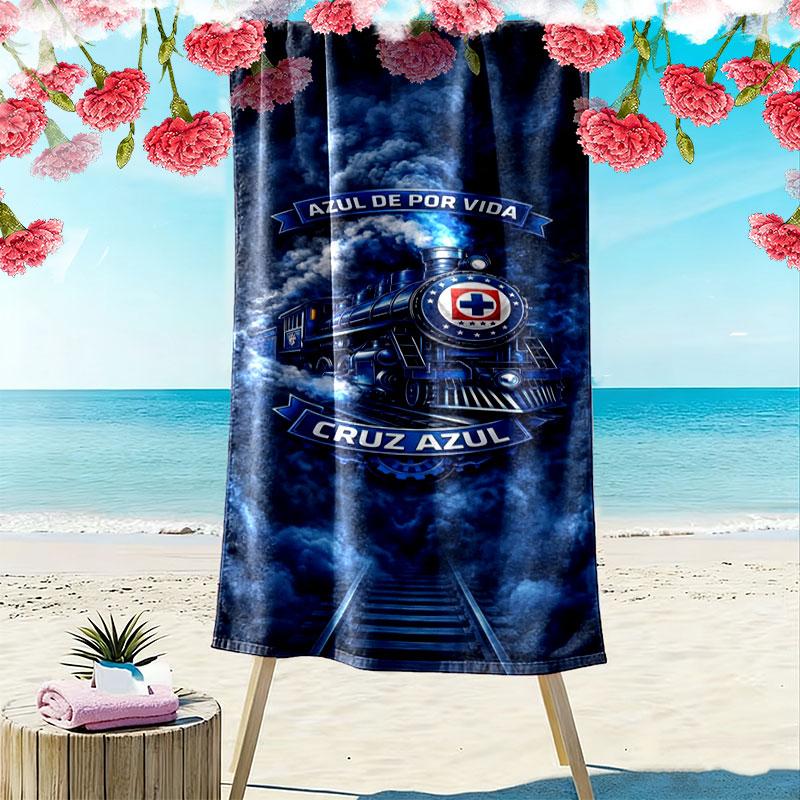 Cruz Azul Print Beach Towel, Large Soft Quick Dry Towel for Beach Camping Swimming