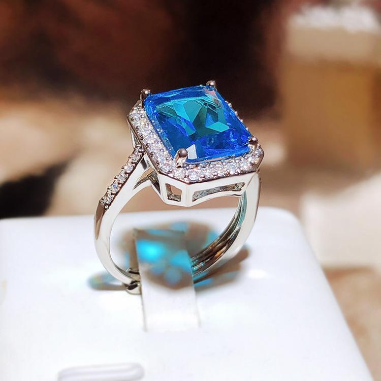 Classic Fashion Retro Ladys Engagement Ring with Colorful Zircon Fashion Pink Blue Green Girls Ring