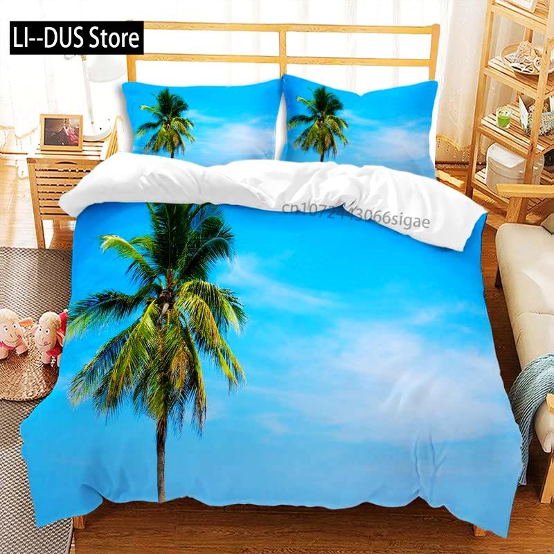 

Comforter Sunset Palm Trees 3Pcs Bedding Sets With 2 Pillow Shams Full Queen King Size For Women Girl Teens Comforter (quilt)-EU Single(135*200cm)3pcs