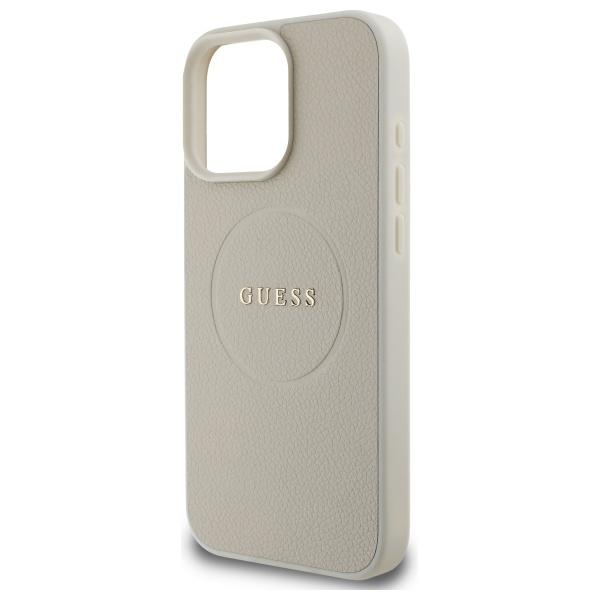 Etui do iPhone 16 Pro Max Guess Grained Ring MagSafe beżowe