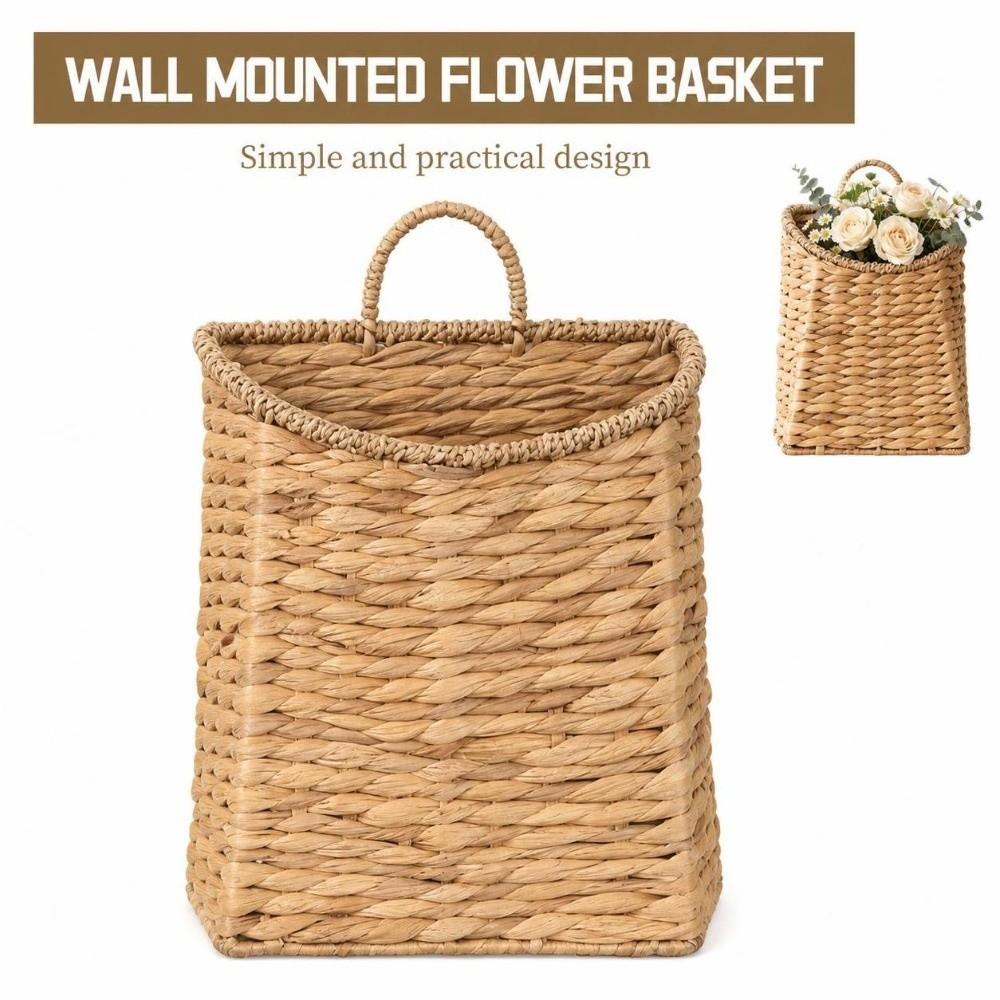 Natural Rattan Hanging Wall Basket Waterproof Front Door Decor Basket  Entryway Organizer