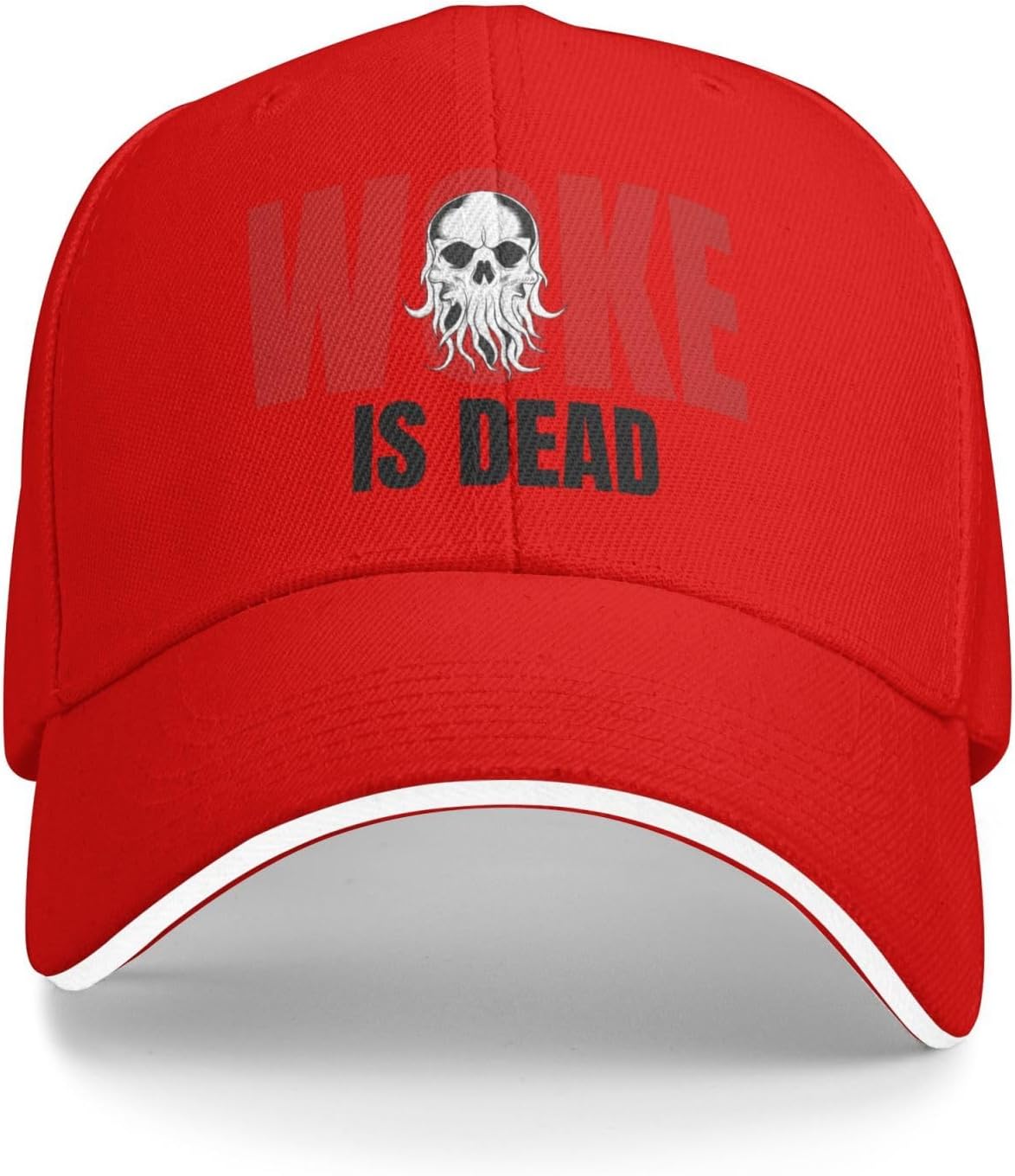 Woke Is Dead Skull Cthulhu Baseball Cap Polyester Four Seasons Trucker Hat for Unisex Adults One Size